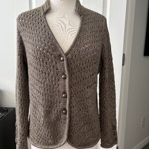 March Madness!! Chico's Size 1 Sweater Bronze with Gold Metallic